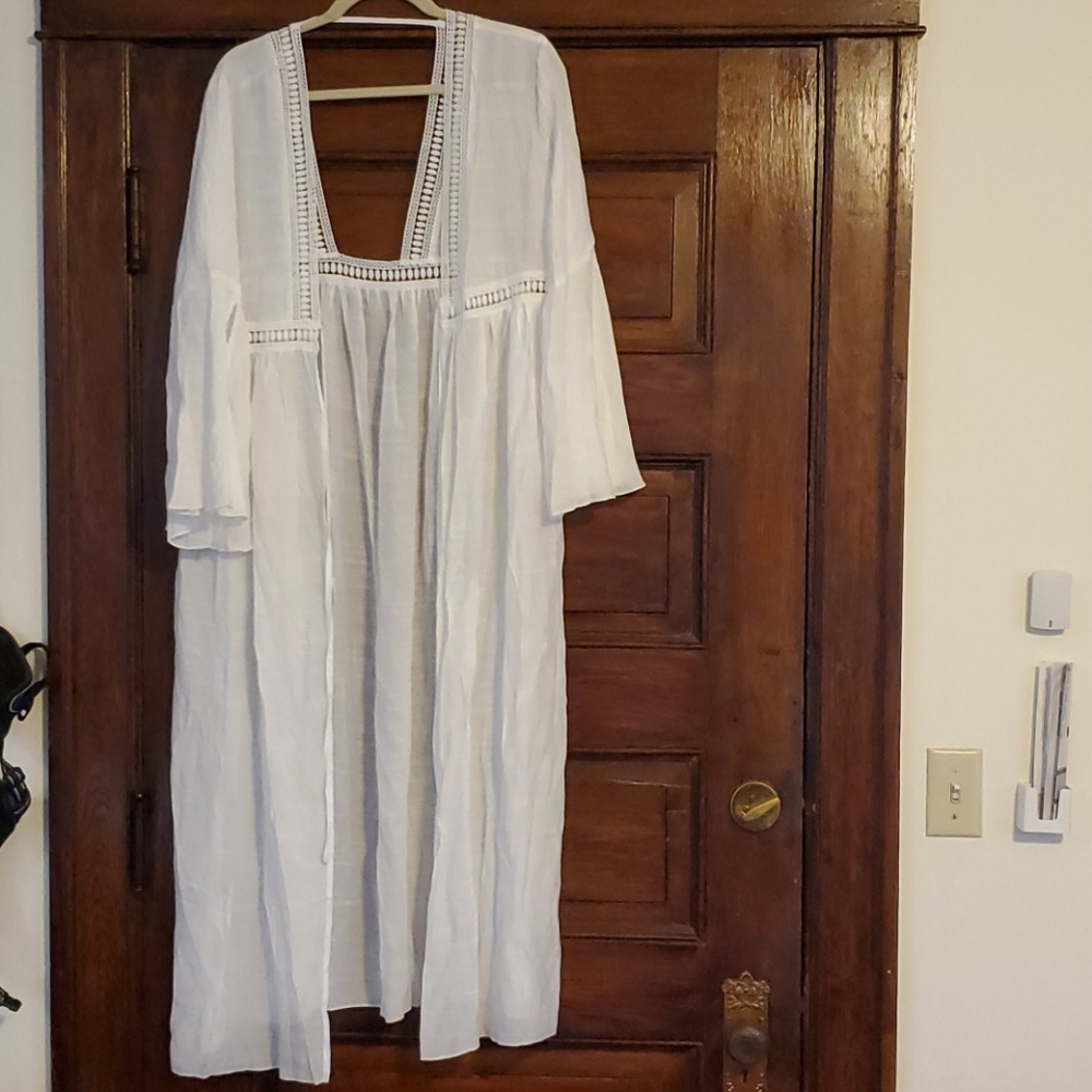 WHITE OPEN BACK SELF-TIE COVER UP